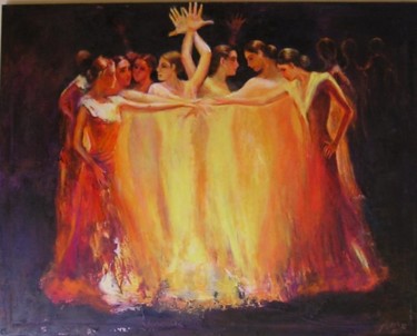 Painting titled "Flamenco Dance Of L…" by Sylva Zalmanson, Original Artwork, Oil