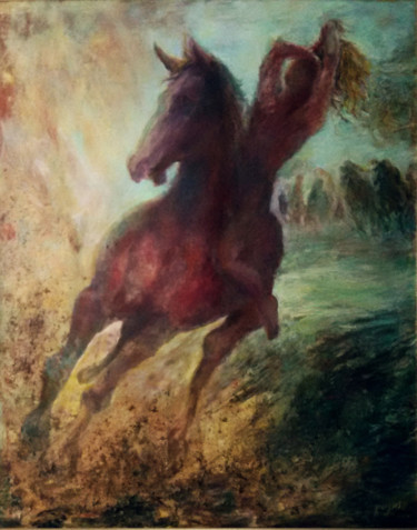 Painting titled "Pursuit of Abesalom" by Sylva Zalmanson, Original Artwork, Acrylic
