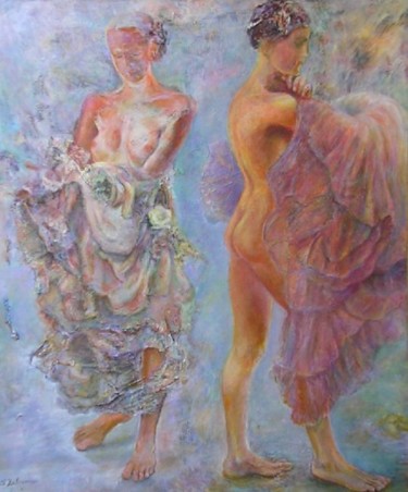Schilderij getiteld "Dressing" door Sylva Zalmanson, Origineel Kunstwerk, Olie