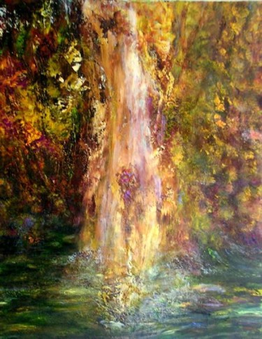 Painting titled "Waterfall" by Sylva Zalmanson, Original Artwork, Acrylic