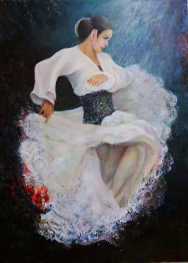 Painting titled "flamwhite.jpg" by Sylva Zalmanson, Original Artwork