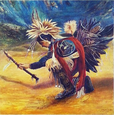 Peinture intitulée "native-american-dan…" par Sylva Zalmanson, Œuvre d'art originale, Acrylique