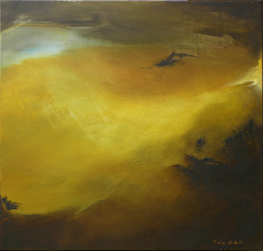 Schilderij getiteld "Paysage brun" door Sylviane Lacroze, Origineel Kunstwerk, Olie