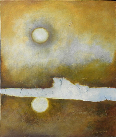 Painting titled "Lunes" by Sylviane Lacroze, Original Artwork, Oil