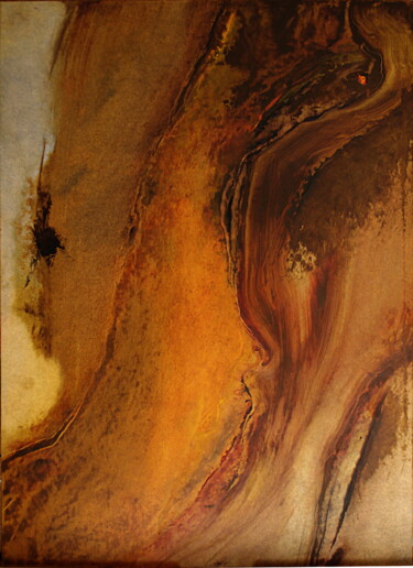 Painting titled "Bois (2)" by Sylviane Lacroze, Original Artwork, Oil Mounted on Other rigid panel