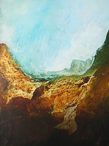 Painting titled "Caverne" by Sylviane Lacroze, Original Artwork, Oil Mounted on Other rigid panel