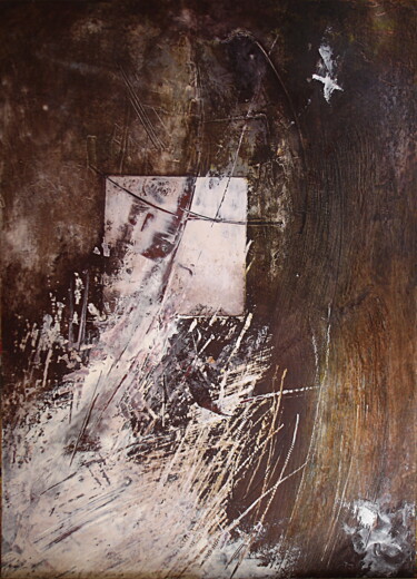 Painting titled "Oiseau blanc" by Sylviane Lacroze, Original Artwork, Oil Mounted on Other rigid panel