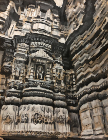 Pintura titulada "Temple Indien" por Sylvère Dusong, Obra de arte original, Acrílico