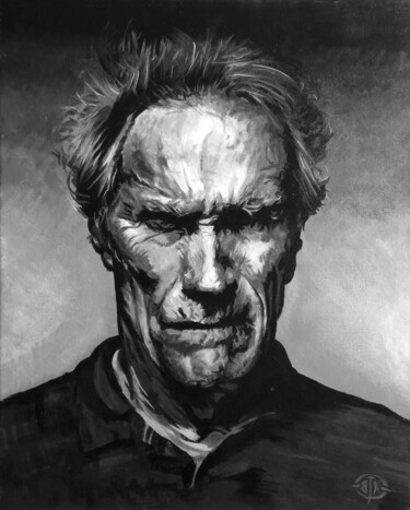 Painting titled "Clint Eastwood" by Sylvère Dusong, Original Artwork, Acrylic