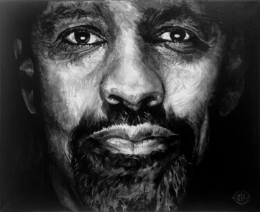 Peinture intitulée "Denzel Washington" par Sylvère Dusong, Œuvre d'art originale, Acrylique
