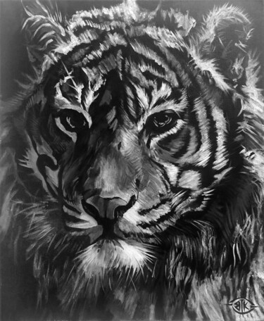 Painting titled "Tigre" by Sylvère Dusong, Original Artwork, Acrylic