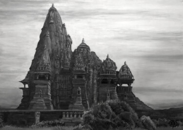 Malerei mit dem Titel "Temple indien - Kha…" von Sylvère Dusong, Original-Kunstwerk, Acryl
