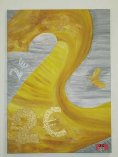 Painting titled "2 euros." by Sylvia, Original Artwork