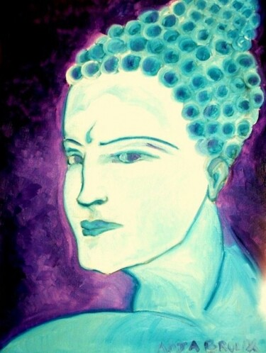Картина под названием "Bouddha Jonas" - Sylvia Adjabroux, Подлинное произведение искусства, Масло