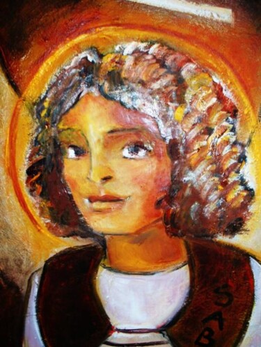 Painting titled "Ange Noa" by Sylvia Adjabroux, Original Artwork, Oil