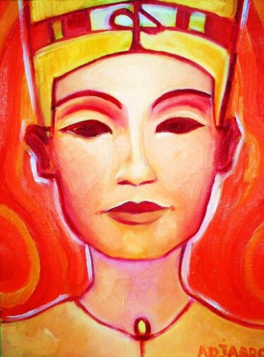 Peinture intitulée "Nefertiti" par Sylvia Adjabroux, Œuvre d'art originale, Huile