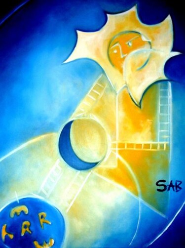 Pintura titulada "Mesures solaires" por Sylvia Adjabroux, Obra de arte original, Oleo Montado en Bastidor de camilla de made…