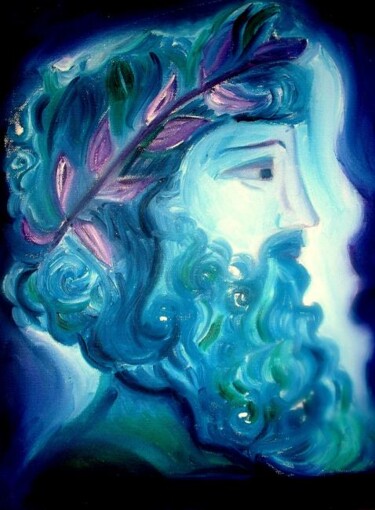 Painting titled "Socrate" by Sylvia Adjabroux, Original Artwork, Oil