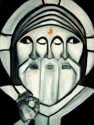 Peinture intitulée "Trinité" par Sylvia Adjabroux, Œuvre d'art originale, Huile