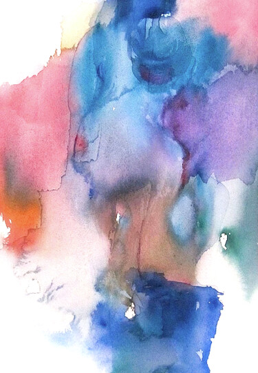 Painting titled "En coulisse" by Sylvia Baldeva, Original Artwork, Watercolor