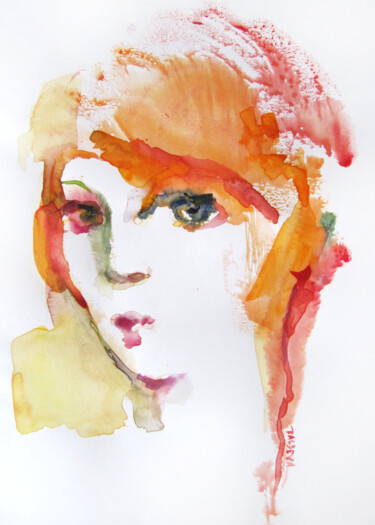 Peinture intitulée "Rousse" par Sylvia Baldeva, Œuvre d'art originale, Aquarelle