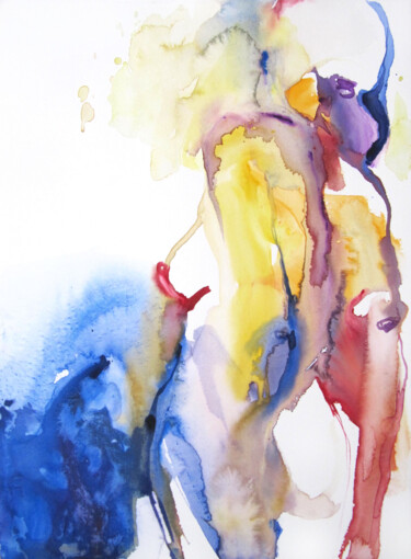 Peinture intitulée "Vers la mer" par Sylvia Baldeva, Œuvre d'art originale, Aquarelle