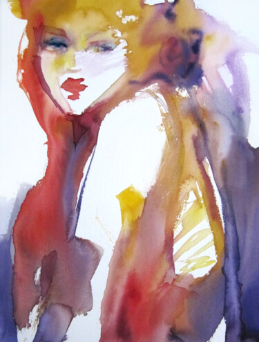 Картина под названием "Seduction" - Sylvia Baldeva, Подлинное произведение искусства, Акварель