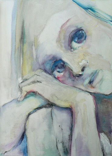 Ζωγραφική με τίτλο "Pensive" από Sylvia Baldeva, Αυθεντικά έργα τέχνης, Λάδι Τοποθετήθηκε στο Ξύλινο φορείο σκελετό