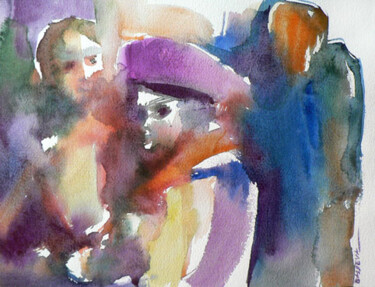 Peinture intitulée "Carnaval de Venise" par Sylvia Baldeva, Œuvre d'art originale, Aquarelle