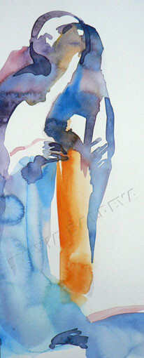 Pintura intitulada "Prière" por Sylvia Baldeva, Obras de arte originais, Aquarela