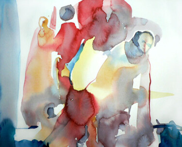 Schilderij getiteld "Groupe" door Sylvia Baldeva, Origineel Kunstwerk, Aquarel