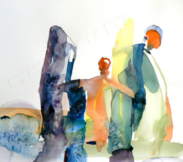 Peinture intitulée "Unir" par Sylvia Baldeva, Œuvre d'art originale, Aquarelle