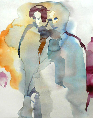Peinture intitulée "Silhouettes" par Sylvia Baldeva, Œuvre d'art originale, Aquarelle