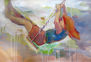 Painting titled "Insouciance" by Sylvia Baldeva, Original Artwork, Oil Mounted on Wood Stretcher frame