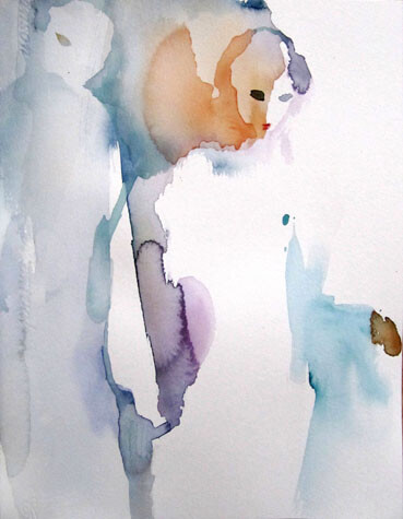 Painting titled "Apparaître" by Sylvia Baldeva, Original Artwork, Watercolor