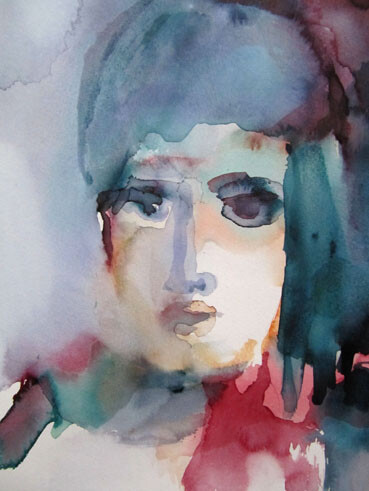 Painting titled "Visage" by Sylvia Baldeva, Original Artwork, Watercolor