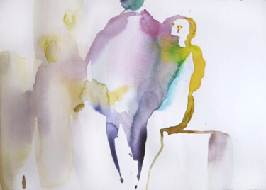 Malerei mit dem Titel "Personnes" von Sylvia Baldeva, Original-Kunstwerk, Aquarell