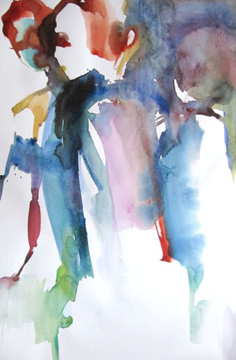 Painting titled "En marche" by Sylvia Baldeva, Original Artwork, Watercolor