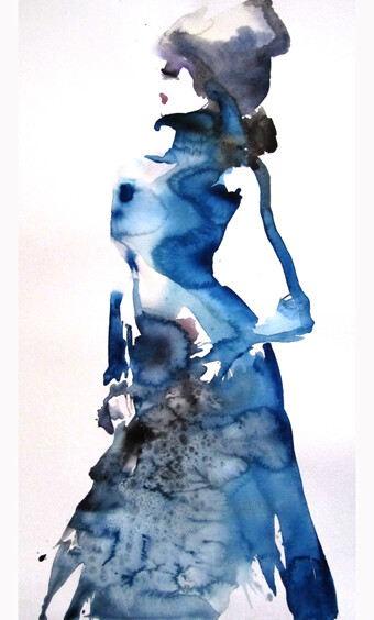 Картина под названием "A la mode" - Sylvia Baldeva, Подлинное произведение искусства, Акварель