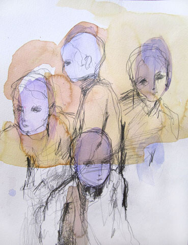 Drawing titled "Groupe" by Sylvia Baldeva, Original Artwork, Other