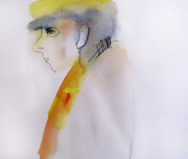 Drawing titled "L'homme à la casque…" by Sylvia Baldeva, Original Artwork, Other