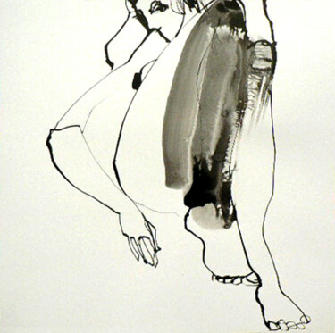 Drawing titled "Pose" by Sylvia Baldeva, Original Artwork, Ink