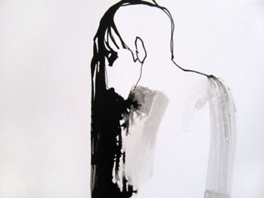 Drawing titled "Triste" by Sylvia Baldeva, Original Artwork, Ink