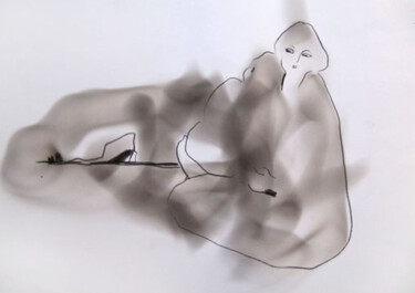 Drawing titled "Maternité" by Sylvia Baldeva, Original Artwork, Pencil