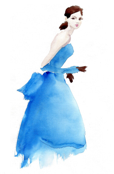 Digital Arts titled "Silhouette en robe…" by Sylvia Baldeva, Original Artwork, Digital Painting