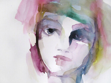 Painting titled "Réflexion" by Sylvia Baldeva, Original Artwork, Watercolor