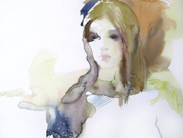 Painting titled "Innocente" by Sylvia Baldeva, Original Artwork, Watercolor
