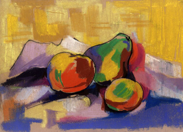 Drawing titled "Fruits" by Sylvia Baldeva, Original Artwork, Pastel