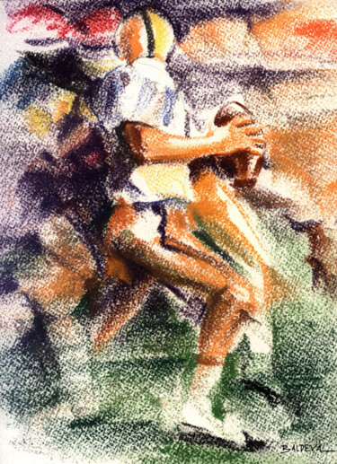 Dessin intitulée "Football americain" par Sylvia Baldeva, Œuvre d'art originale, Pastel