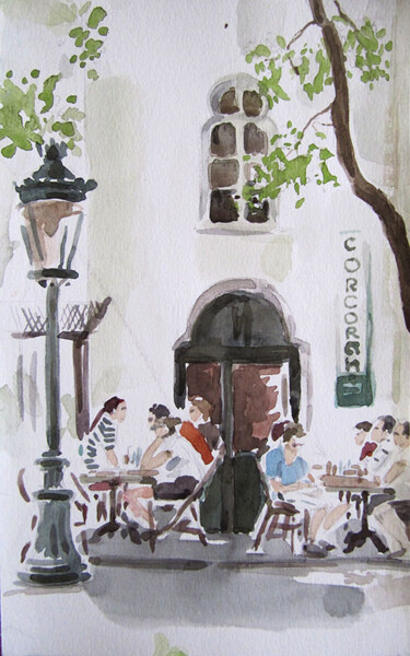 Painting titled "Paris - Montmartre" by Sylvia Baldeva, Original Artwork, Watercolor